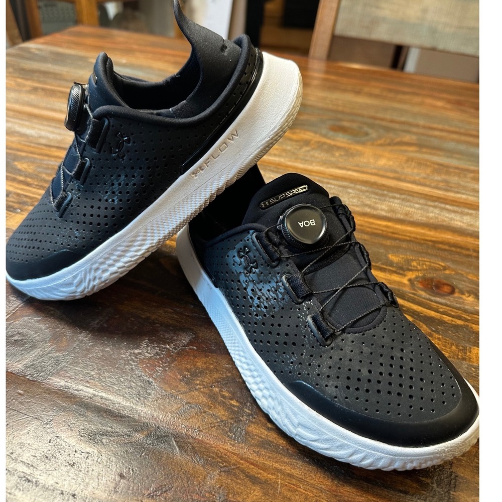Under Armour SlipSpeed Kids‎ Black White BOA Fit System Training Shoes Youth 4